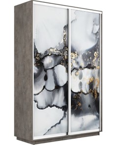 Шкаф 2-дверный Экспресс 1600x600x2200, Абстракция серая/бетон в Биробиджане