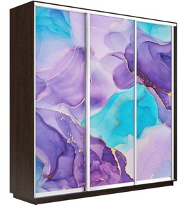 Шкаф 3-дверный Экспресс 2100х450х2400, Абстракция фиолетовая/венге в Биробиджане