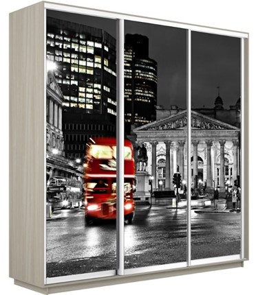 Шкаф-купе 3-х дверный Экспресс 2100х600х2200, Ночной Лондон/шимо светлый в Биробиджане - изображение