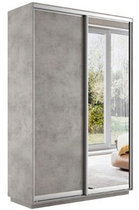 Шкаф 2-дверный Экспресс (ДСП/Зеркало) 1400х450х2400, бетон в Биробиджане