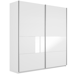 Шкаф 2-створчатый Широкий Прайм (ДСП / Белое стекло) 2200x570x2300, Белый снег в Биробиджане