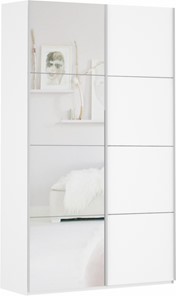 Шкаф 2-х дверный Прайм (ДСП/Зеркало) 1200x570x2300, белый снег в Биробиджане
