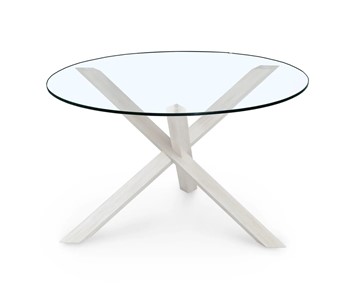 Круглый столик Оникс-3, Выбеленный дуб/Прозрачное стекло в Биробиджане