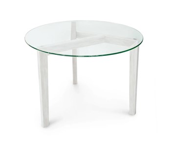 Круглый столик Оникс-7, Выбеленный дуб/Прозрачное стекло в Биробиджане