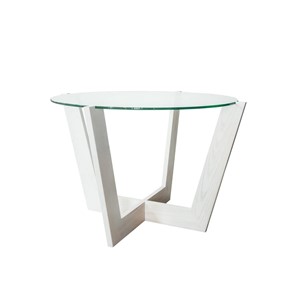 Круглый столик Оникс-10, Выбеленный дуб/Прозрачное стекло в Биробиджане