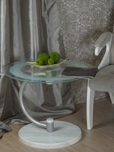 Стеклянный стол Дуэт 13Н (металлик-дуб дымчатый-прозр) в Биробиджане - предосмотр 6