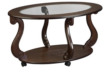 Стеклянный столик Овация-С, на колесах, темно-коричневый в Биробиджане