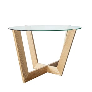 Овальный столик Оникс-6, Натуральный массив/Прозрачное стекло в Биробиджане