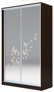 Шкаф 2-х створчатый 2200х1682х420 два зеркала, "Бабочки" ХИТ 22-4-17-66-05 Венге Аруба в Биробиджане