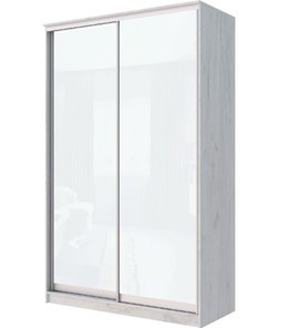 Шкаф 2-х створчатый Хит-22-12-22 с цветным стеклом, белое №10, Дуб крафт белый в Биробиджане
