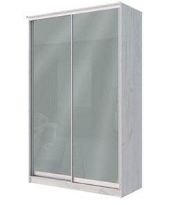 Шкаф двухстворчатый Хит-22-12-22 с цветным стеклом, средне-серый 074, Дуб крафт белый в Биробиджане