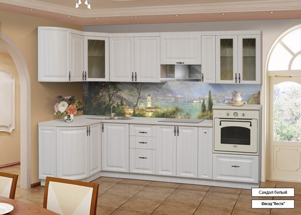 Угловая кухня Веста 1330х2800, цвет Сандал белый в Биробиджане - изображение