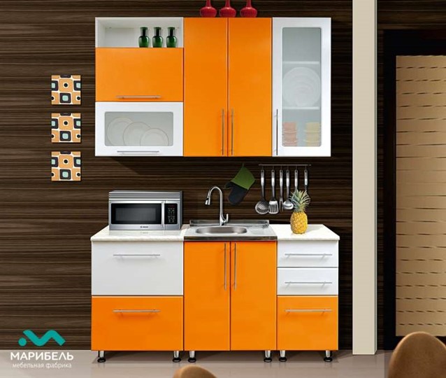 Кухонный гарнитур Мыло 224 2000х718, цвет Черный/Белый металлик в Биробиджане - изображение 3