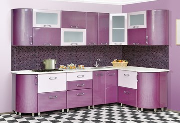 Угловая кухня Мыло 128 2700х1500, цвет Фиолет/Пастель фиолет в Биробиджане