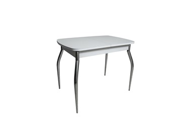 Кухонный раскладной стол ПГ-02СТ белое/белое/хром фигурные в Биробиджане - предосмотр