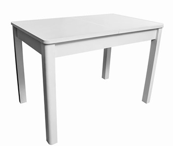 Кухонный раскладной стол Айсберг-07 СТ1, белое ЛДСП/стекло белое/прямые массив белый в Биробиджане