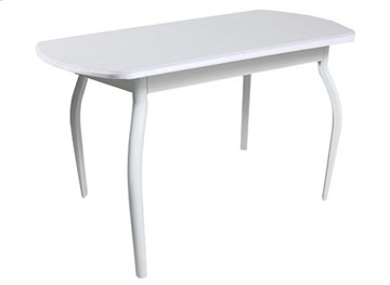 Обеденный стол ПГ-06 ЛДСП, белый ЛДСП/32 гнутые крашеные металл белый в Биробиджане
