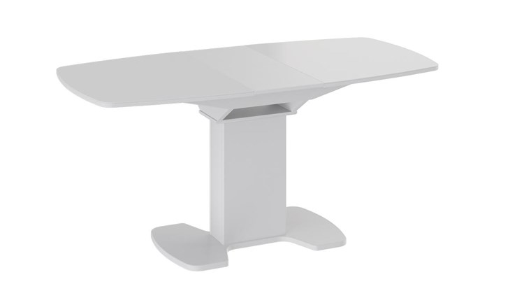 Кухонный раскладной стол Портофино (СМ(ТД)-105.02.11(1)), цвет Белый глянец/Стекло белое в Биробиджане - изображение 1