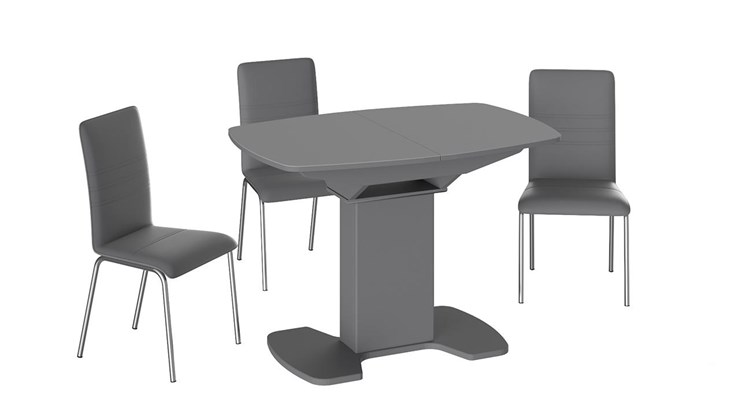 Кухонный стол раздвижной Портофино (СМ(ТД)-105.01.11(1)), цвет Серое/Стекло серое матовое LUX в Биробиджане - изображение 2