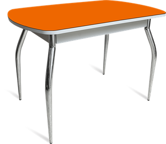 Стол кухонный ПГ-04 СТ белое/оранжевое/хром фигурные в Биробиджане - предосмотр