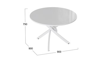 Кухонный обеденный стол Diamond тип 2 (Белый муар/Белый глянец) в Биробиджане - предосмотр 1