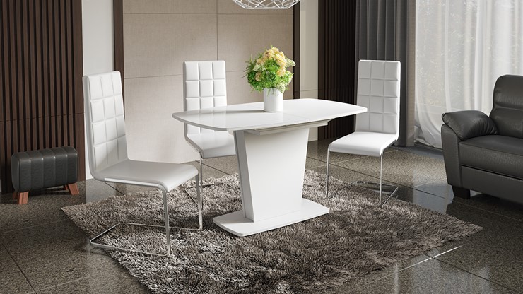 Кухонный стол раздвижной Честер тип 2, цвет Белый/Стекло белый глянец в Биробиджане - изображение 2