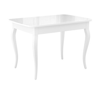 Кухонный стол раздвижной Dikline M110 Белый/стекло белое глянец/ножки MC белые в Биробиджане