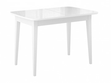 Кухонный раздвижной стол Dikline M110 Белый/стекло белое глянец/ножки MM белые в Биробиджане