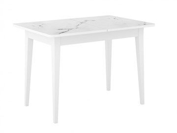 Раздвижной стол Dikline M110 Белый/стекло белый мрамор сатин/ножки MM белые в Биробиджане