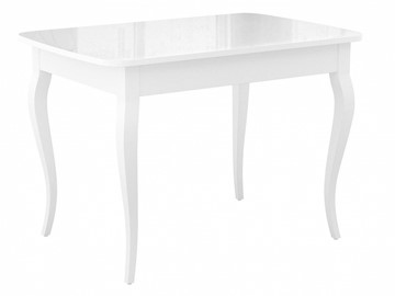Кухонный раскладной стол Dikline M120 Белый/стекло белое глянец/ножки MC белые в Биробиджане