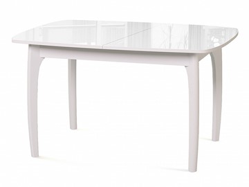 Кухонный стол раздвижной Dikline M20 стекло белое/ножки белые в Биробиджане