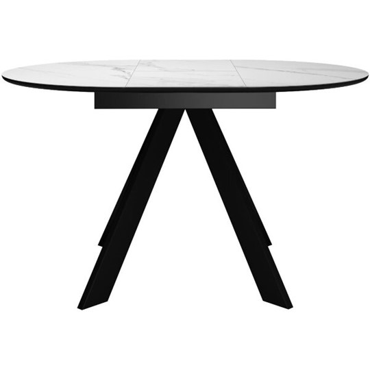Кухонный стол раскладной DikLine SKC100 D1000 Керамика Белый мрамор / опоры черные в Биробиджане - изображение 1