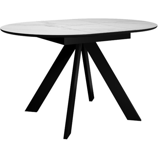 Кухонный стол раскладной DikLine SKC100 D1000 Керамика Белый мрамор / опоры черные в Биробиджане - изображение 2