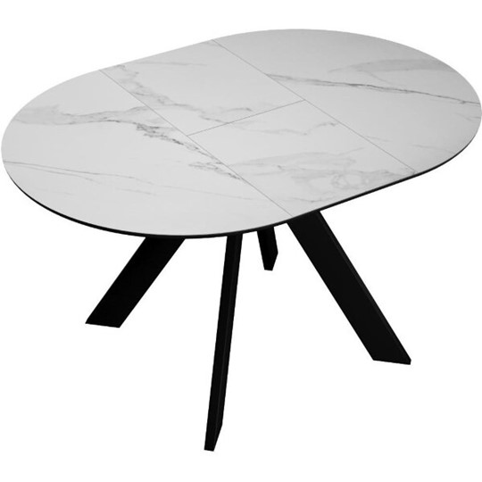 Кухонный стол раскладной DikLine SKC100 D1000 Керамика Белый мрамор / опоры черные в Биробиджане - изображение 3