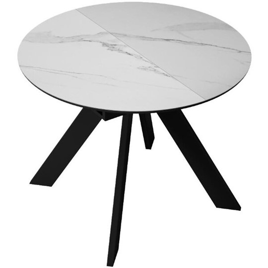 Кухонный стол раскладной DikLine SKC100 D1000 Керамика Белый мрамор / опоры черные в Биробиджане - изображение 4