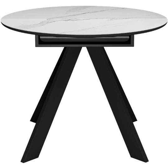 Кухонный стол раскладной DikLine SKC100 D1000 Керамика Белый мрамор / опоры черные в Биробиджане - изображение 6