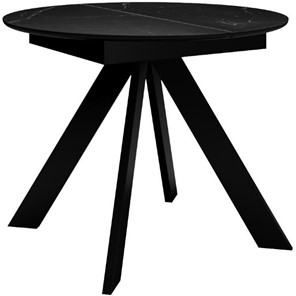 Кухонный раздвижной стол DikLine SKC100 D1000 Керамика Черный мрамор / опоры черные в Биробиджане - предосмотр