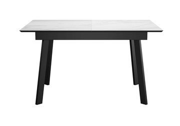 Кухонный стол раскладной DikLine SKH125 Керамика Белый мрамор/подстолье черное/опоры черные (2 уп.) в Биробиджане