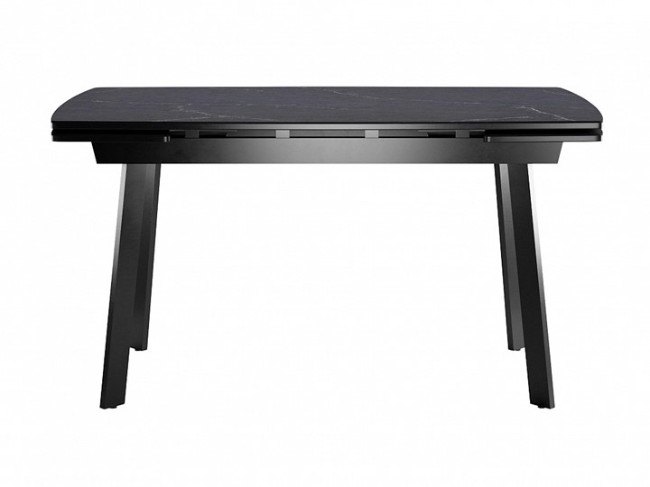 Кухонный стол раздвижной Dikline US140 Стекло мрамор черный сатин/ножки черные в Биробиджане - изображение 1