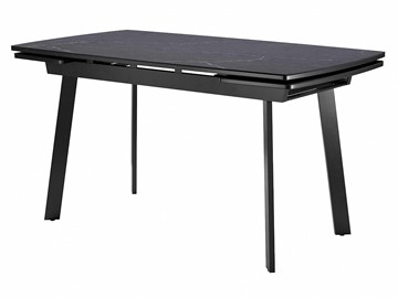 Кухонный стол раздвижной Dikline US140 Стекло мрамор черный сатин/ножки черные в Биробиджане - предосмотр
