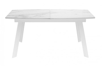 Кухонный раскладной стол Dikline XLS160 мрамор белый глянец/ножки белые в Биробиджане - предосмотр 1