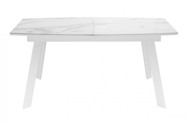 Кухонный раскладной стол Dikline XLS160 мрамор белый глянец/ножки белые в Биробиджане - изображение 1