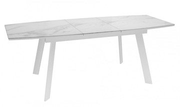Кухонный раскладной стол Dikline XLS160 мрамор белый глянец/ножки белые в Биробиджане - предосмотр 2
