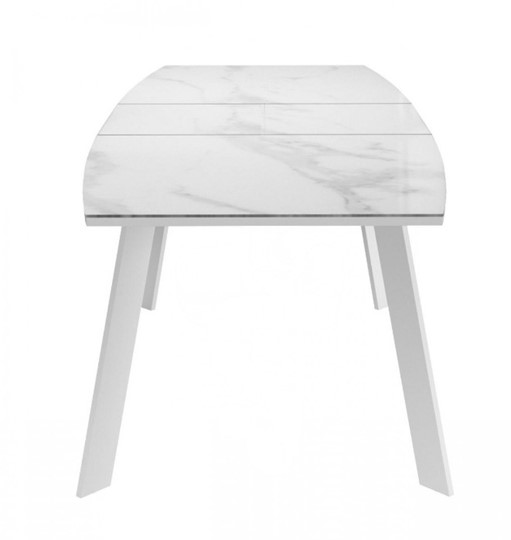 Кухонный раскладной стол Dikline XLS160 мрамор белый глянец/ножки белые в Биробиджане - изображение 3