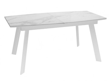 Кухонный раскладной стол Dikline XLS160 мрамор белый глянец/ножки белые в Биробиджане - предосмотр