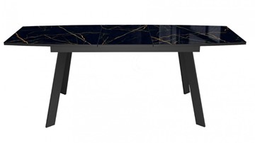 Кухонный раздвижной стол Dikline XLS160 мрамор черный глянец/ножки черные в Биробиджане - предосмотр 1