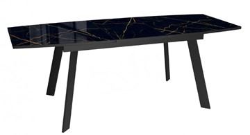 Кухонный раздвижной стол Dikline XLS160 мрамор черный глянец/ножки черные в Биробиджане - предосмотр 3
