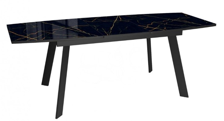 Кухонный раздвижной стол Dikline XLS160 мрамор черный глянец/ножки черные в Биробиджане - изображение 3