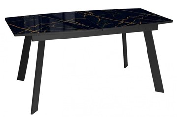 Кухонный раздвижной стол Dikline XLS160 мрамор черный глянец/ножки черные в Биробиджане - предосмотр