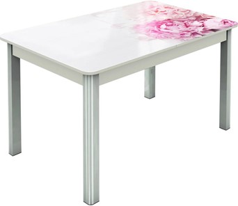 Обеденный раздвижной стол Гамбург исп.2 ноги метал. крашеные №23, Фотопечать (Цветы №49) в Биробиджане
